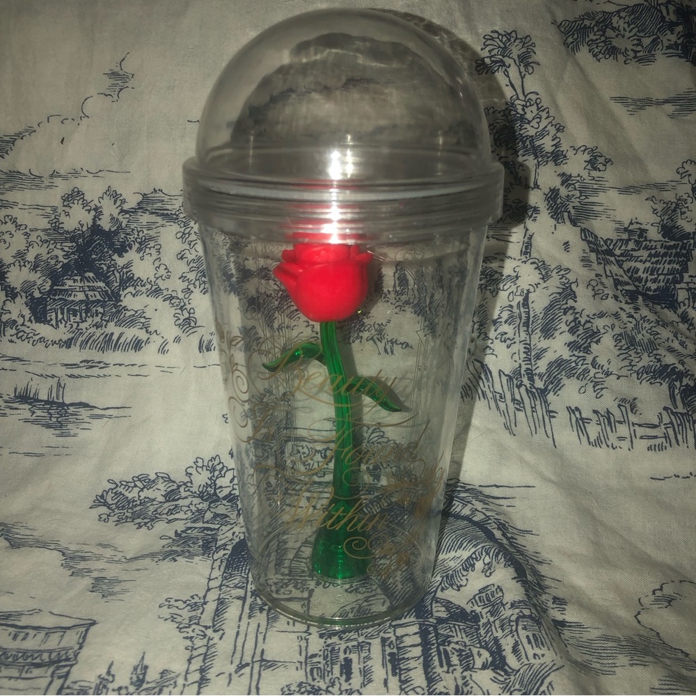 Disney Beauty and The Beast Rose Souvenir Cup Tumbler.